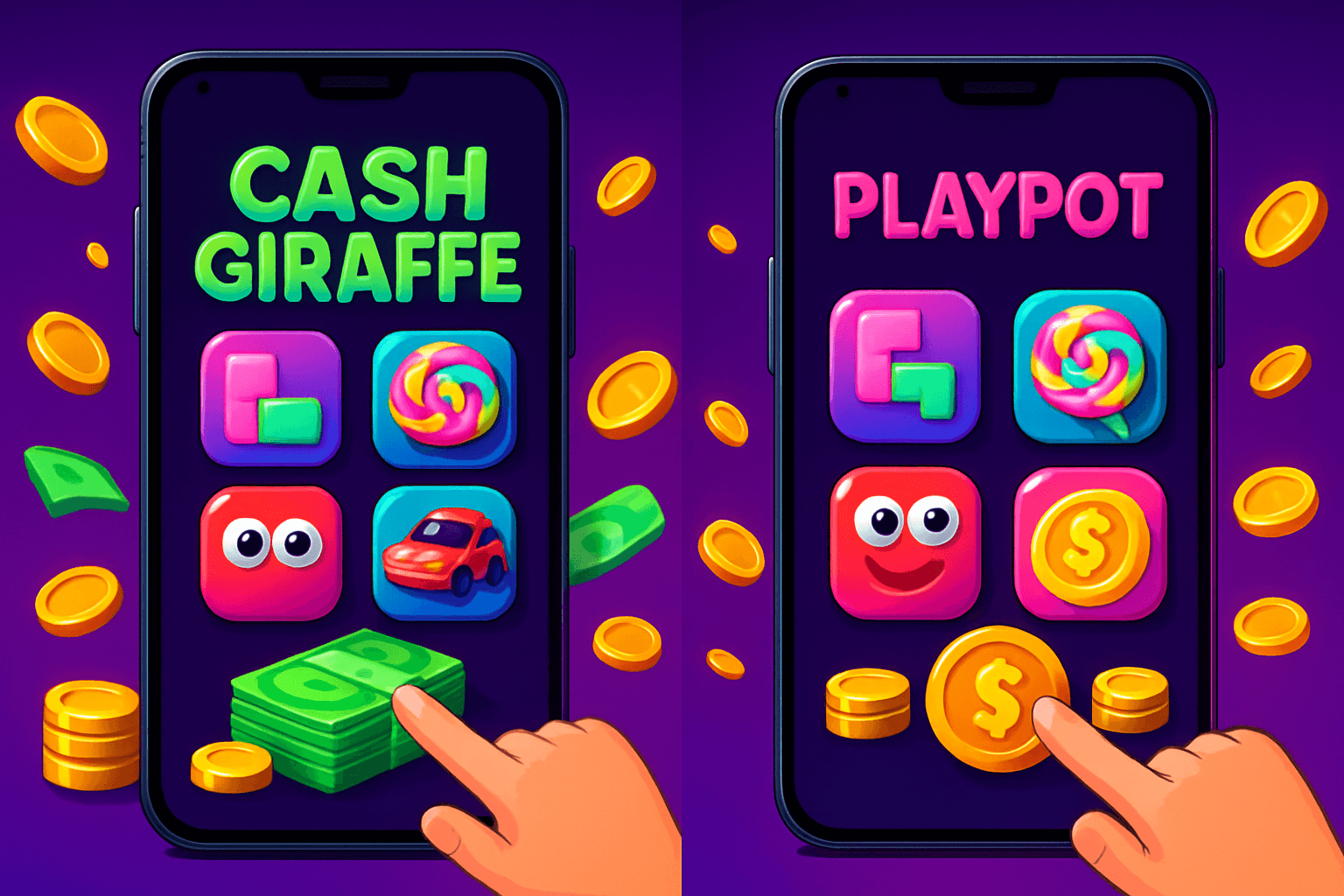 Cash Giraffe vs Playpot: Best cash-for-games app for Android
