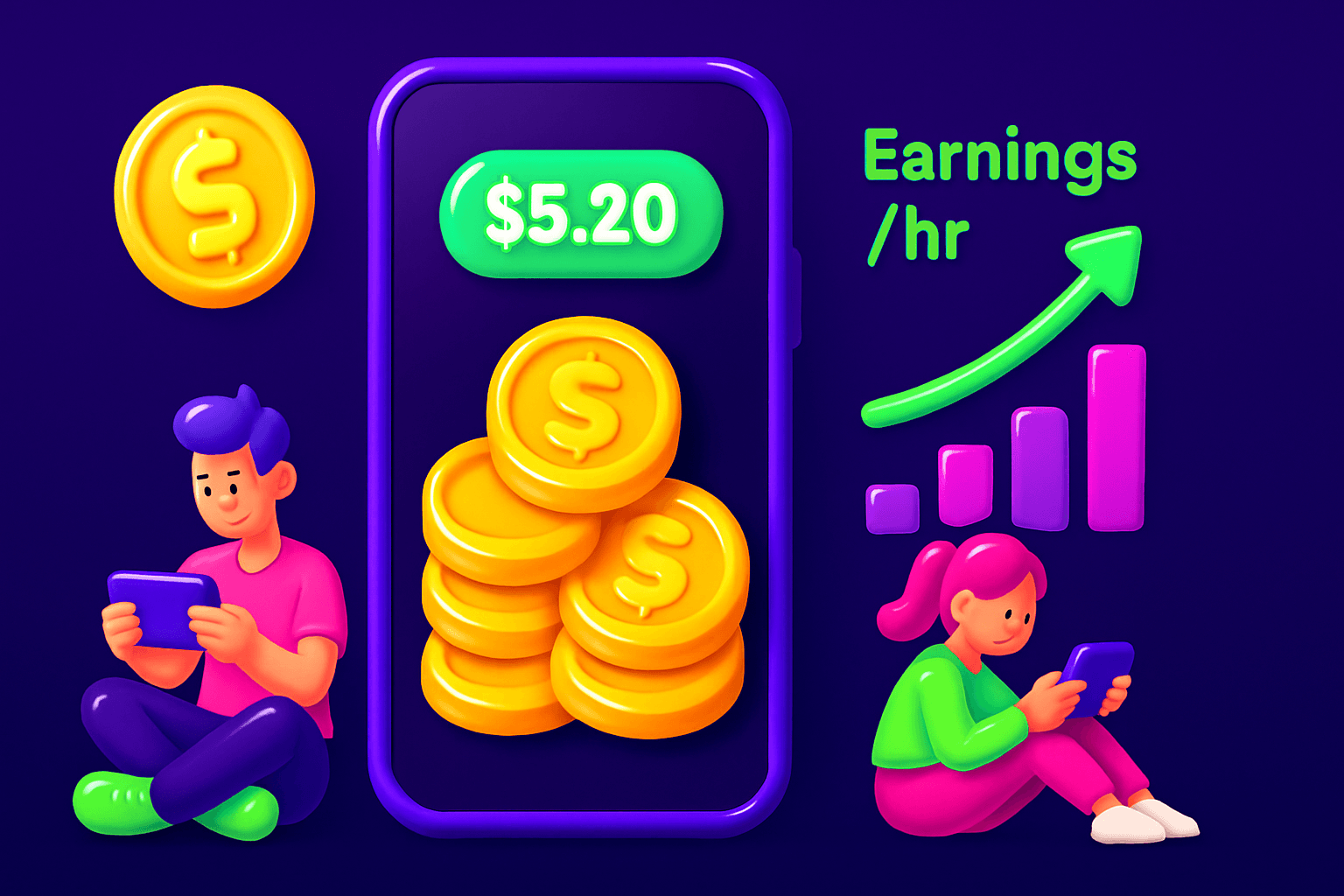 Compare game reward apps by typical hourly earnings