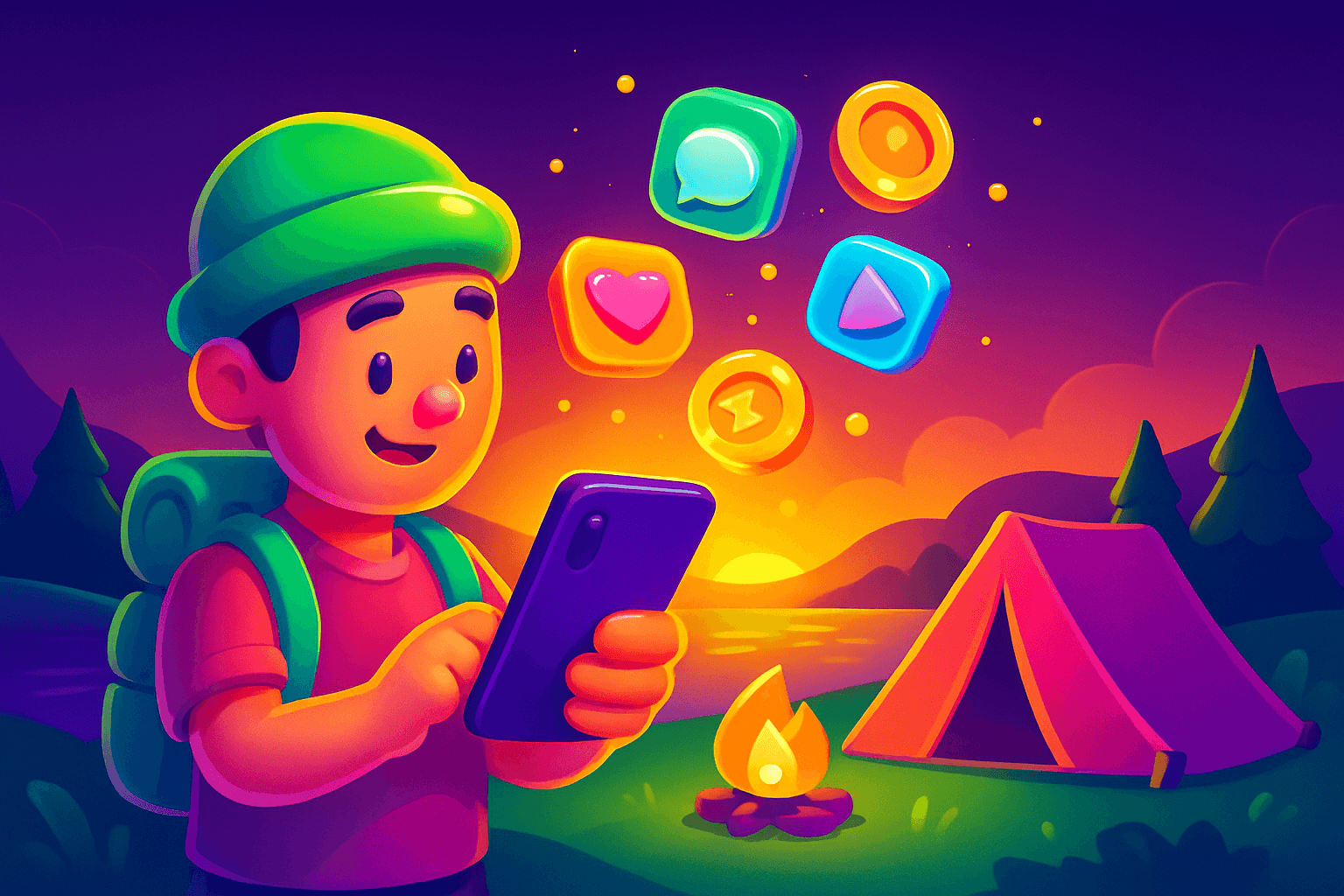 How to earn while camping: offline-friendly reward apps